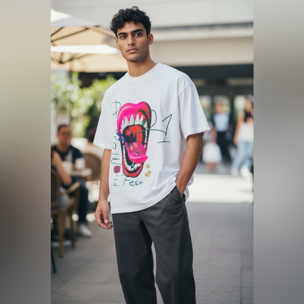 Cactus Jack by Travis Scott Mouth Tee in White
